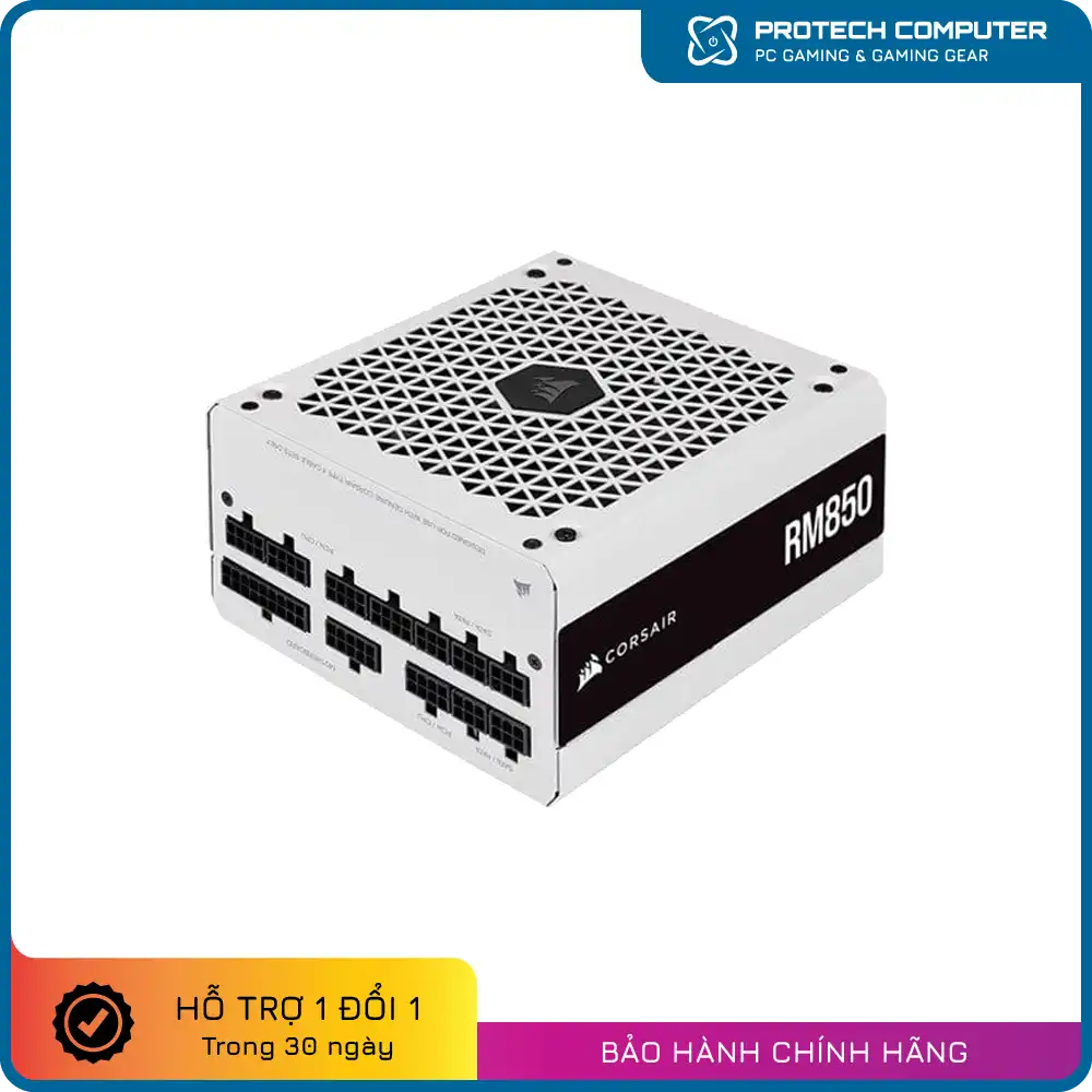 Nguồn máy tính Corsair RM850 White - 80 Plus Gold - Full Modular (850W)